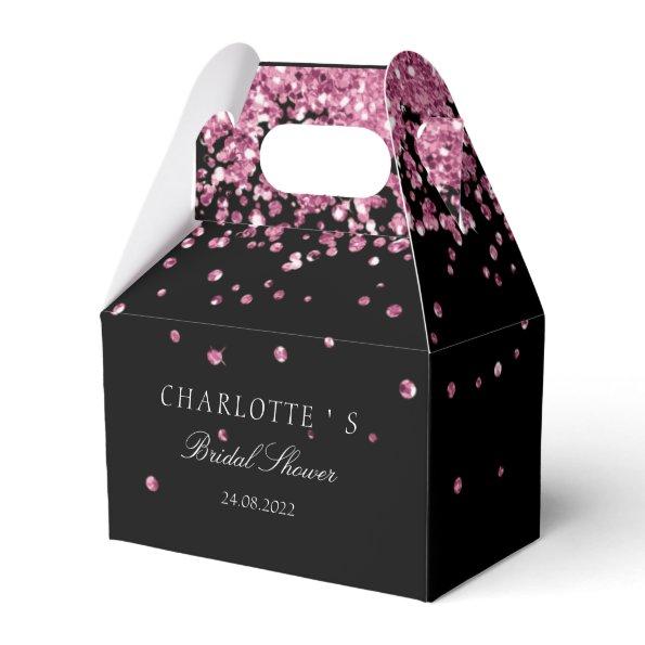 Elegant Modern Glitter Pink Bridal Shower Favor Box