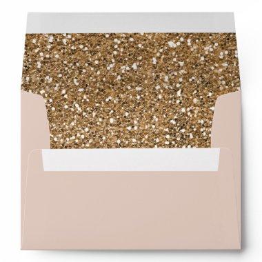 Elegant Modern Glitter Rose Gold Blush Glam Party Envelope