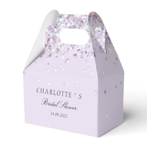 Elegant Modern Glitter Silber-Lila Bridal Shower Favor Box