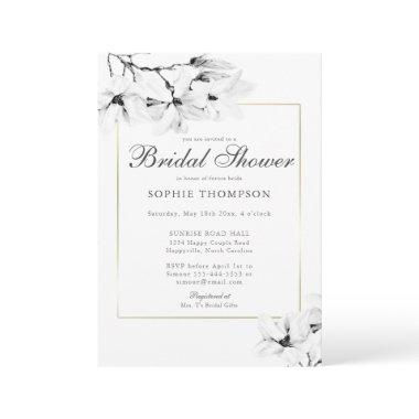 Elegant Modern Gold Classy Magnolia Bridal Shower Invitations