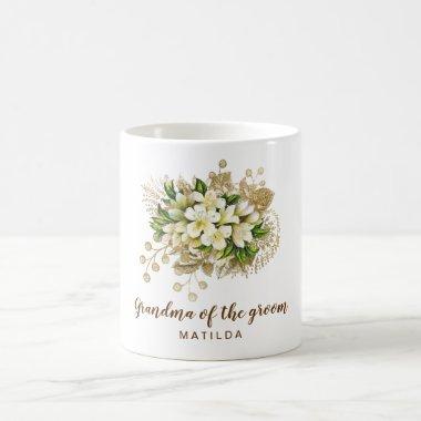 Elegant modern gold floral grandma of the groom coffee mug