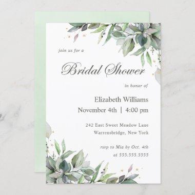 Elegant Modern Greenery Bridal Shower Invitations