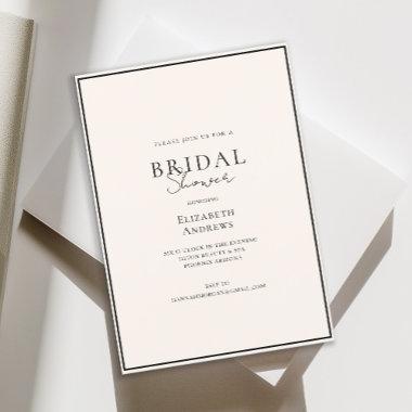 Elegant, Modern, Handwriting, Beige Bridal Shower Invitations