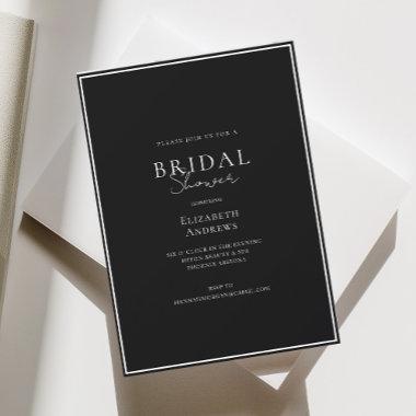 Elegant, Modern, Handwriting, Black Bridal Shower Invitations