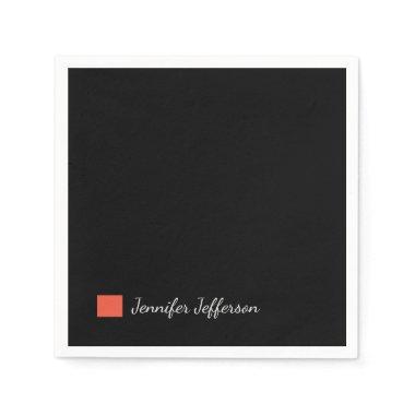 Elegant Modern Handwriting Plain Black Napkins