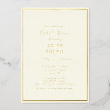 Elegant Modern Ivory Wedding Bridal Shower Gold Foil Invitations