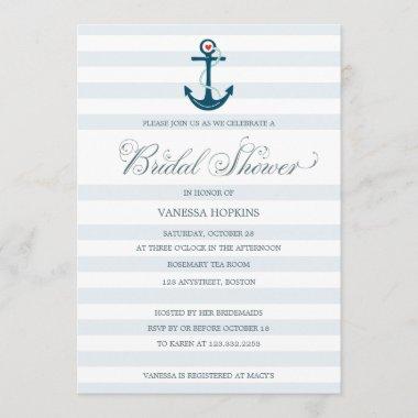 Elegant Modern Nautical Anchor Bridal Shower Invitations