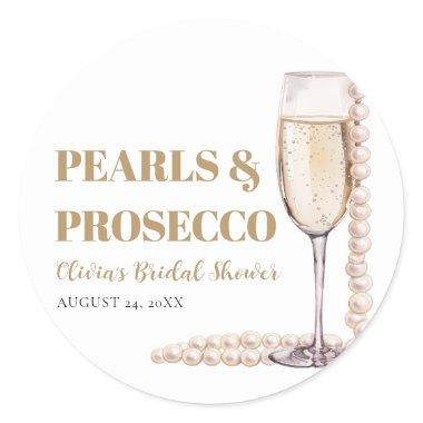 Elegant Modern Pearls and Prosecco  Classic Round Sticker