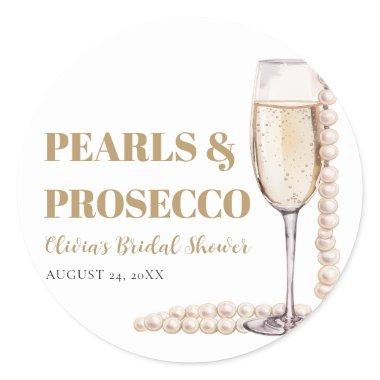 Elegant Modern Pearls and Prosecco  Classic Round Sticker
