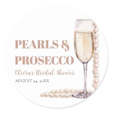 Elegant Modern Pearls and Prosecco  Classic Round Sticker