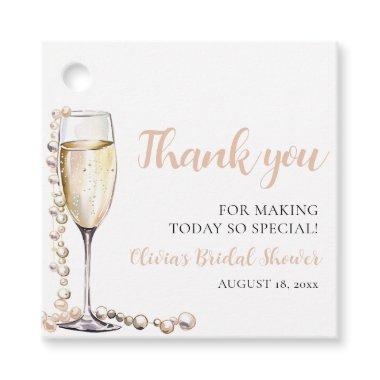 Elegant Modern Pearls and Prosecco Bridal Shower Favor Tags