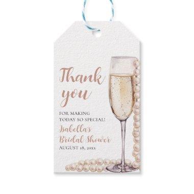 Elegant Modern Pearls and Prosecco Bridal Shower Gift Tags