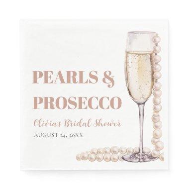 Elegant Modern Pearls and Prosecco Bridal Shower Napkins