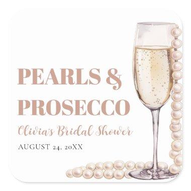 Elegant Modern Pearls and Prosecco  Square Sticker