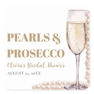 Elegant Modern Pearls and Prosecco  Square Sticker