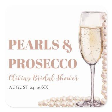 Elegant Modern Pearls and Prosecco  Square Sticker
