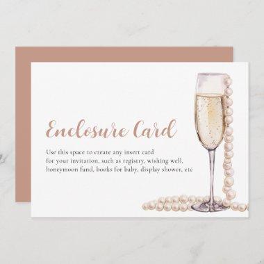 Elegant Modern Pearls and Prosecco Enclosure Invitations
