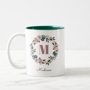 Elegant Modern Personalized Monogram Name Ladies Two-Tone Coffee Mug