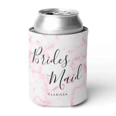 Elegant & modern pink marble bridesmaid can cooler