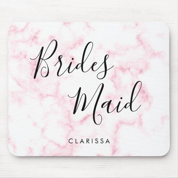 Elegant & modern pink marble bridesmaid mouse pad