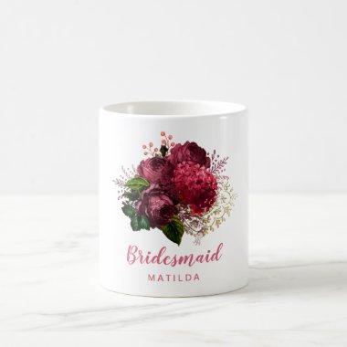 Elegant modern rose gold floral bridesmaid coffee mug
