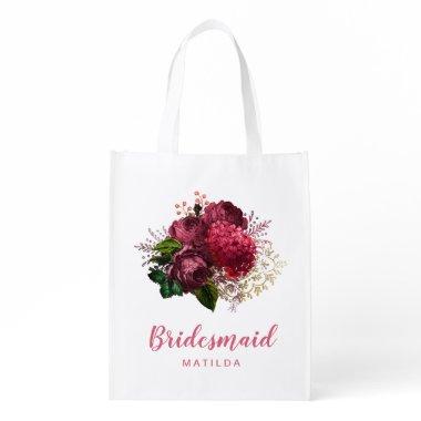 Elegant modern rose gold floral bridesmaid grocery bag
