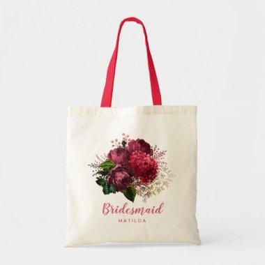 Elegant modern rose gold floral bridesmaid tote bag