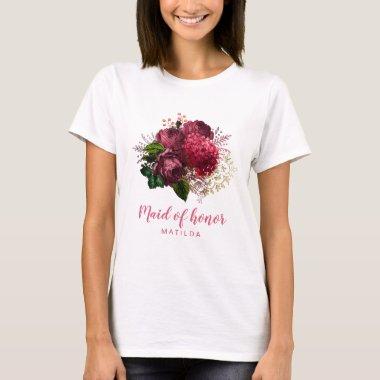 Elegant modern rose gold floral maid of honor T-Shirt