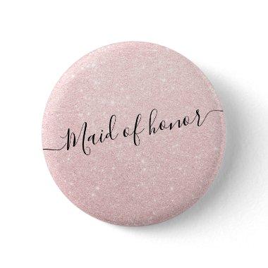 Elegant & modern rose gold glitter maid of honor button