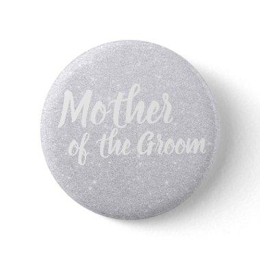 Elegant modern silver glitter mother of the groom button