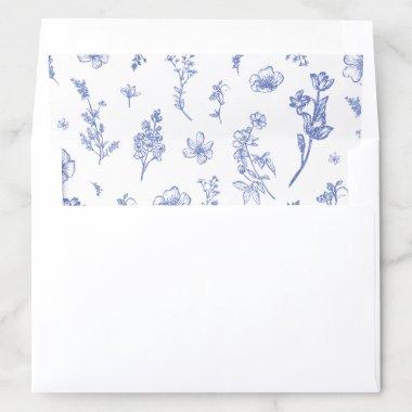 Elegant Modern Simple Dusty Blue Wildflower Envelope Liner