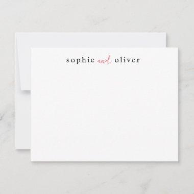 Elegant Modern Trendy Two Names Couple Stationery Note Invitations