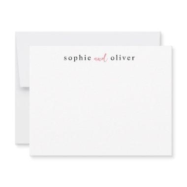 Elegant Modern Trendy Two Names Couple Stationery Note Invitations