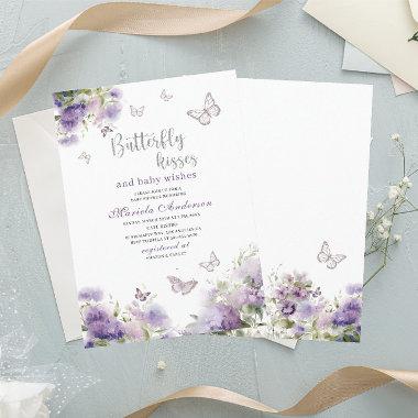 Elegant Modern Watercolor Butterfly kisses Baby S Invitations