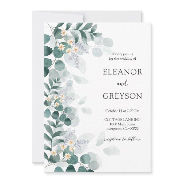 Elegant Modern Watercolor Eucalytus Wedding