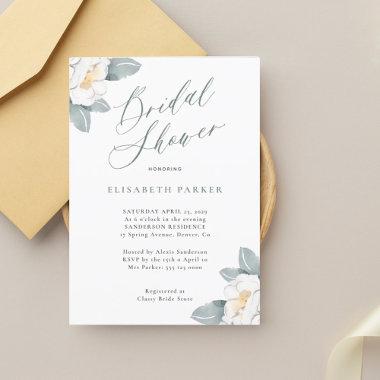 Elegant modern watercolor floral bridal shower Invitations