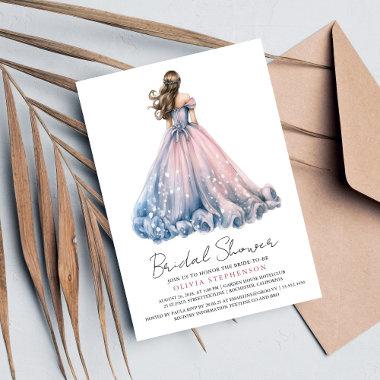 Elegant Modern Wedding Dress Bridal Shower Invitations