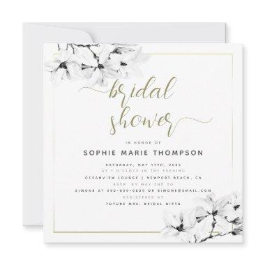 Elegant Modern White Magnolia Square