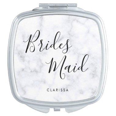 Elegant & modern white marble bridesmaid compact mirror