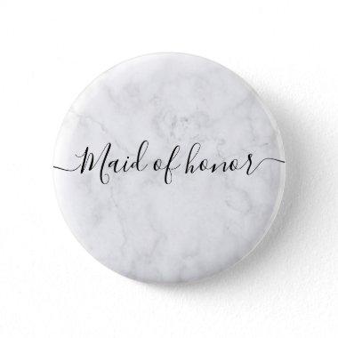 Elegant & modern white marble maid of honor button