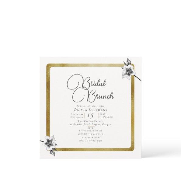 Elegant Modern Xmas Rose Gold Winter Bridal Brunch Invitations