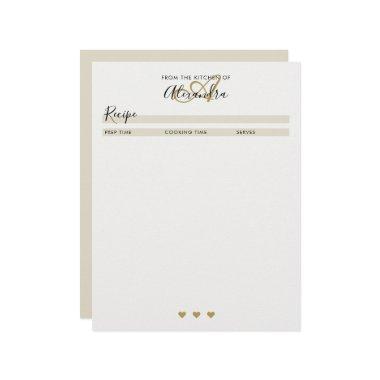 Elegant Monogram Black Gold Simple Recipe Sheet
