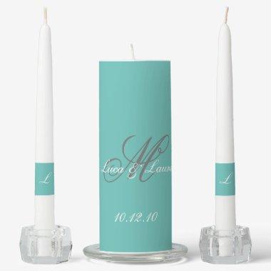 Elegant Monogram Bride Groom Names Date Wedding Un Unity Candle Set