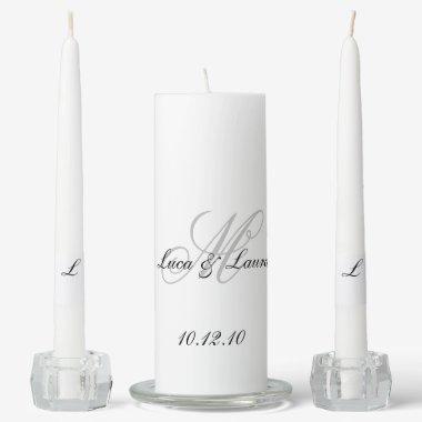 Elegant Monogram Bride Groom Names Date Wedding Un Unity Candle Set