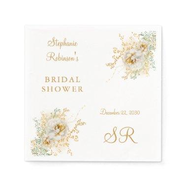Elegant Monogram Gold Floral  Napkins