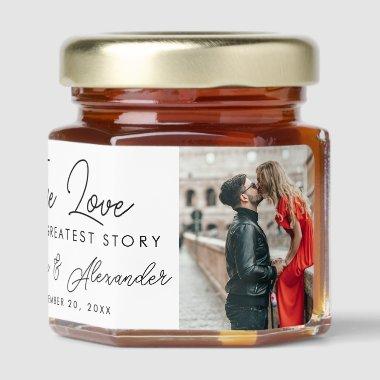 Elegant Monogram photo Wedding couples names Honey Jar Favors