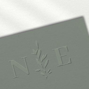 Elegant Monogram Rustic Wedding Greenery Embosser