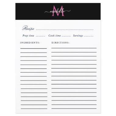 elegant monogram trendy script recipe Invitations