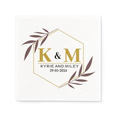 elegant monogram wedding gold napkins