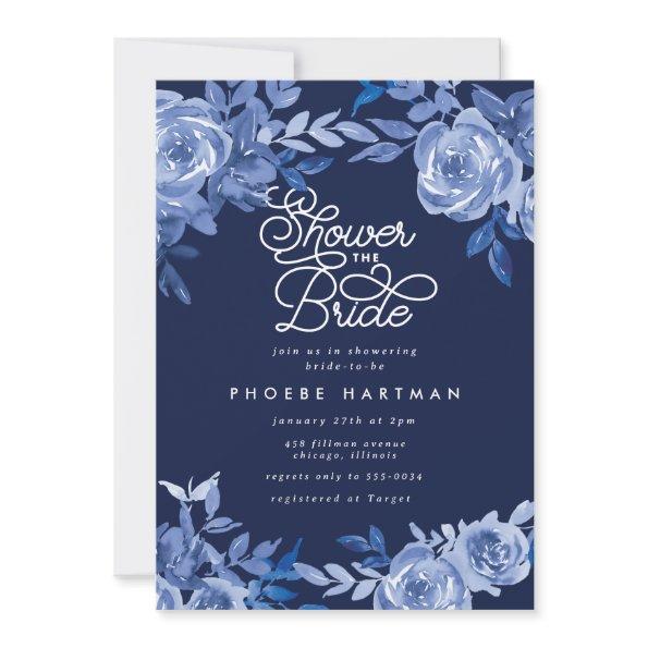 Elegant Moody Navy Blue Floral